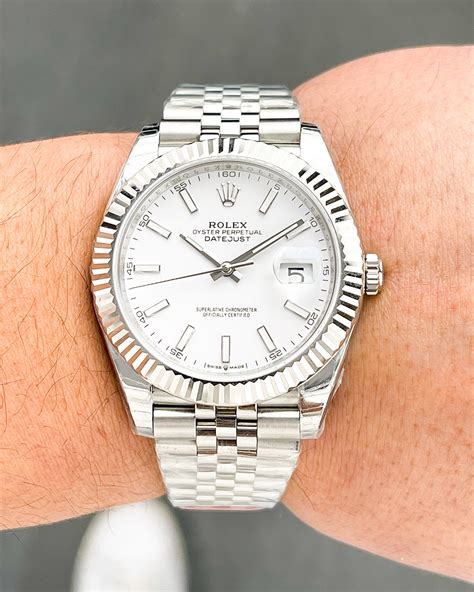 rolex fluted bezel jubilee bracelet|Rolex datejust 41 white rolesor.